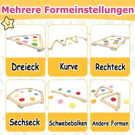 18er-Set Kinder Balancierbalken Balance Board Schwebebalken Spielzeug aus Holz QEENTOE