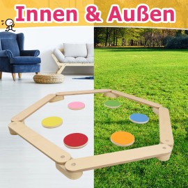 18er-Set Kinder Balancierbalken Balance Board Schwebebalken Spielzeug aus Holz QEENTOE