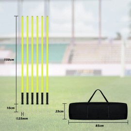 6pcs Slalomstangen-Set 150cm Sprunghafte Agilität Stangen Traingsstangen Gelb QEENTOE