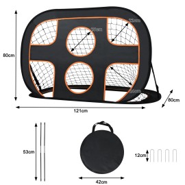 2 in 1 Pop-Up Fußballtor für Kinder Garten Faltbar Fussballtor mit 6 Loch Fußball Tor Fußballtraining Torwandtrainer mit Tragetasche Outdoor 121x80x80cm QEENTOE