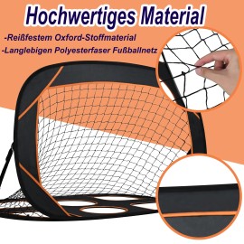2 in 1 Pop-Up Fußballtor für Kinder Garten Faltbar Fussballtor mit 6 Loch Fußball Tor Fußballtraining Torwandtrainer mit Tragetasche Outdoor 121x80x80cm QEENTOE